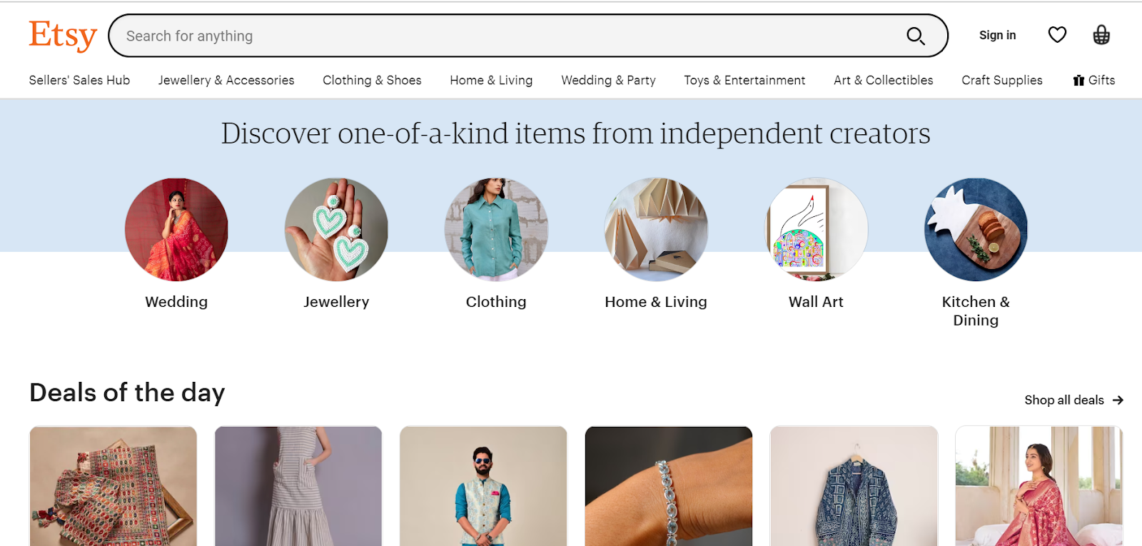 Etsy desktop responsive website design 