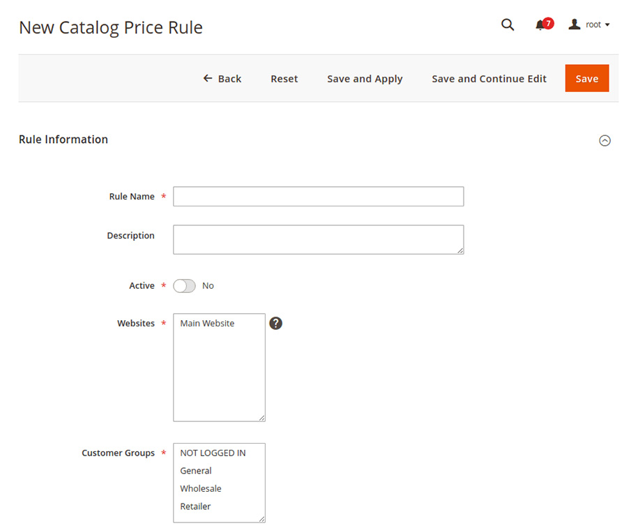 New catalog price rules