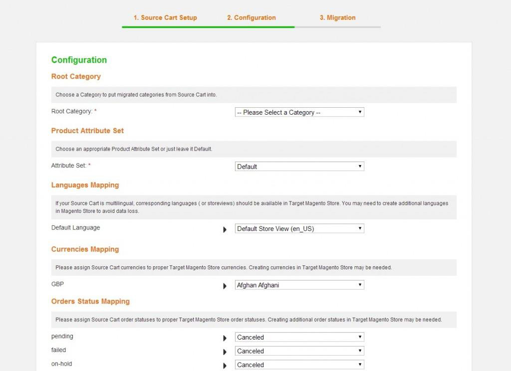 Migration configuration