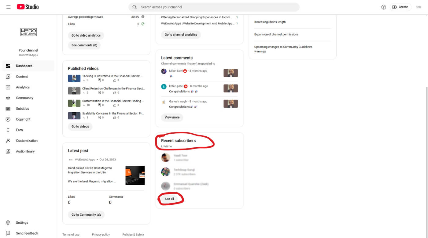 Find YouTube Subscriber List Step 4